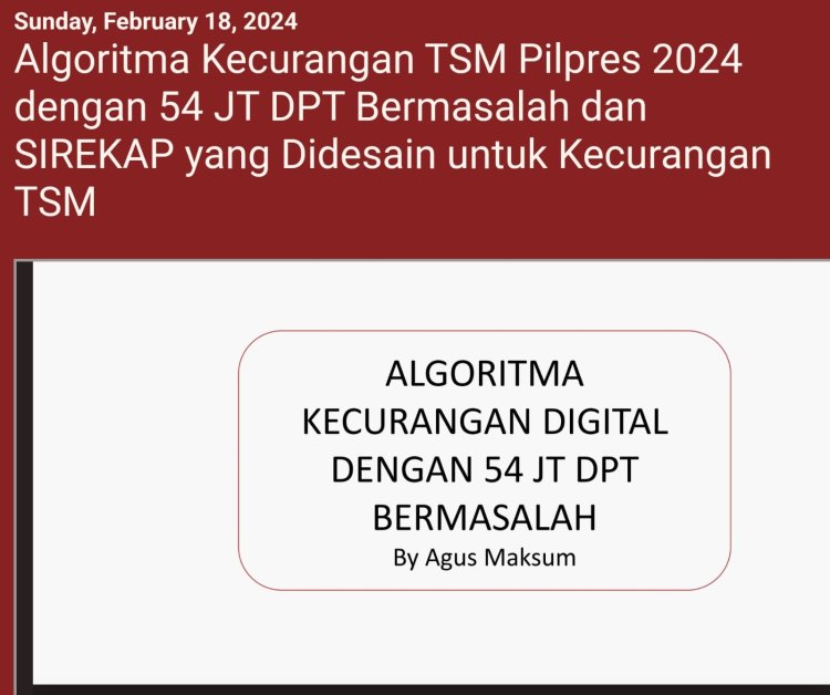 Kebohongan Ketua KPU  Tentang SIREKAP Terbongkar