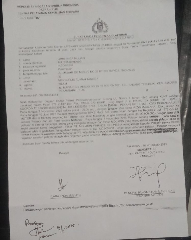 Riau, Debt Collector Meresahkan Masyarakat Karena Kebal Hukum Walaupun Dilaporkan Kepolisian